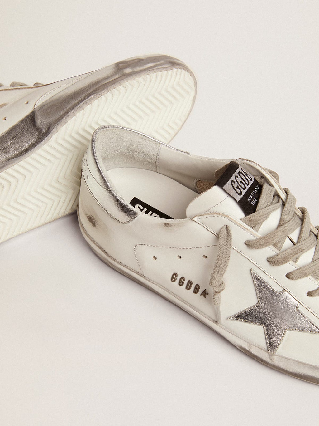 Sneakers Super-Star con stella e talloncino in glitter