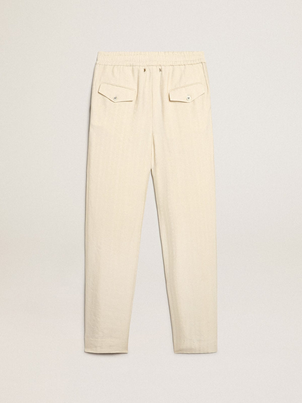 Pantalone jogging in lino di color pergamena