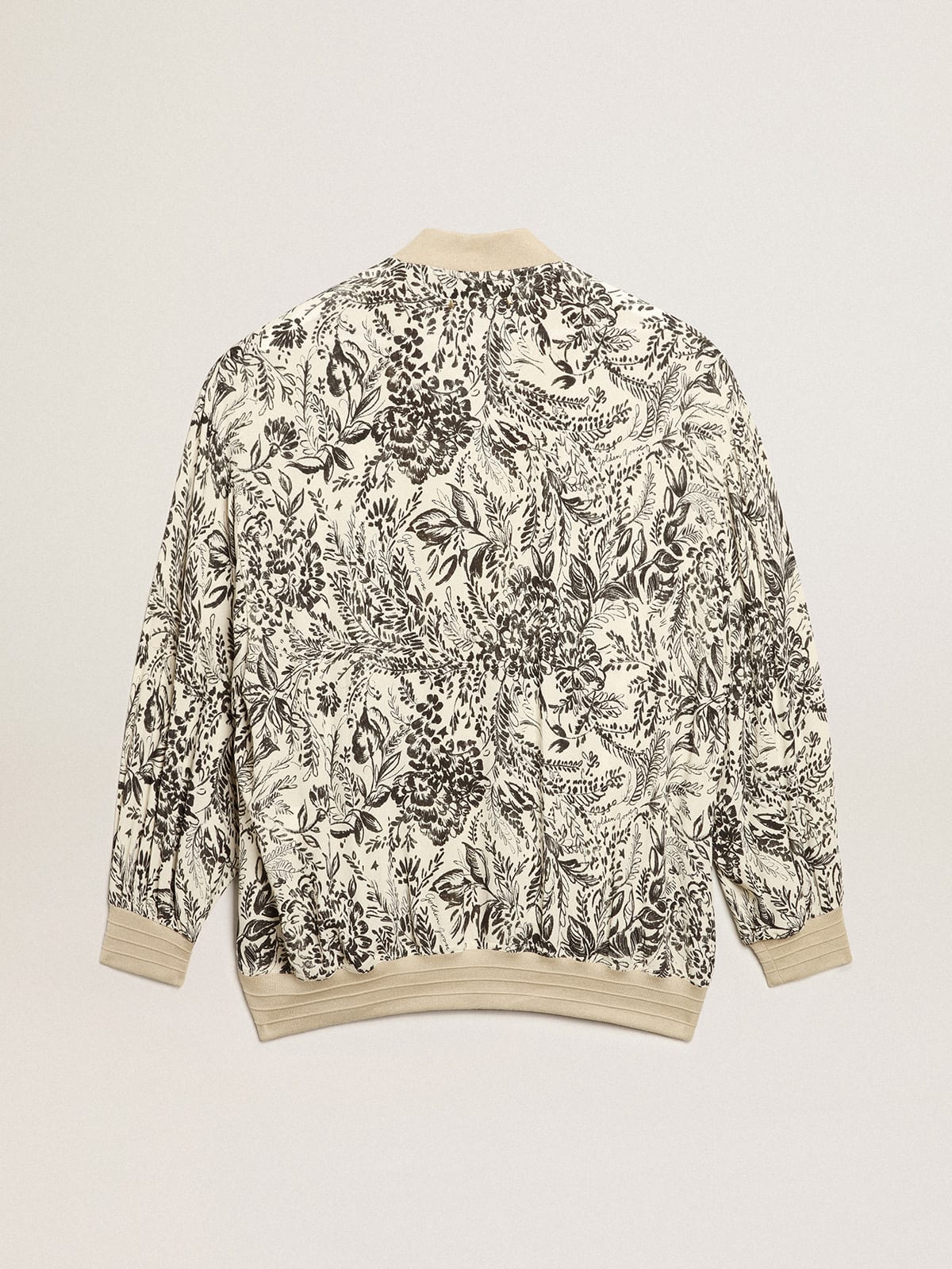 Cardigan color bianco in viscosa con stampa toile de jouy e ricami
