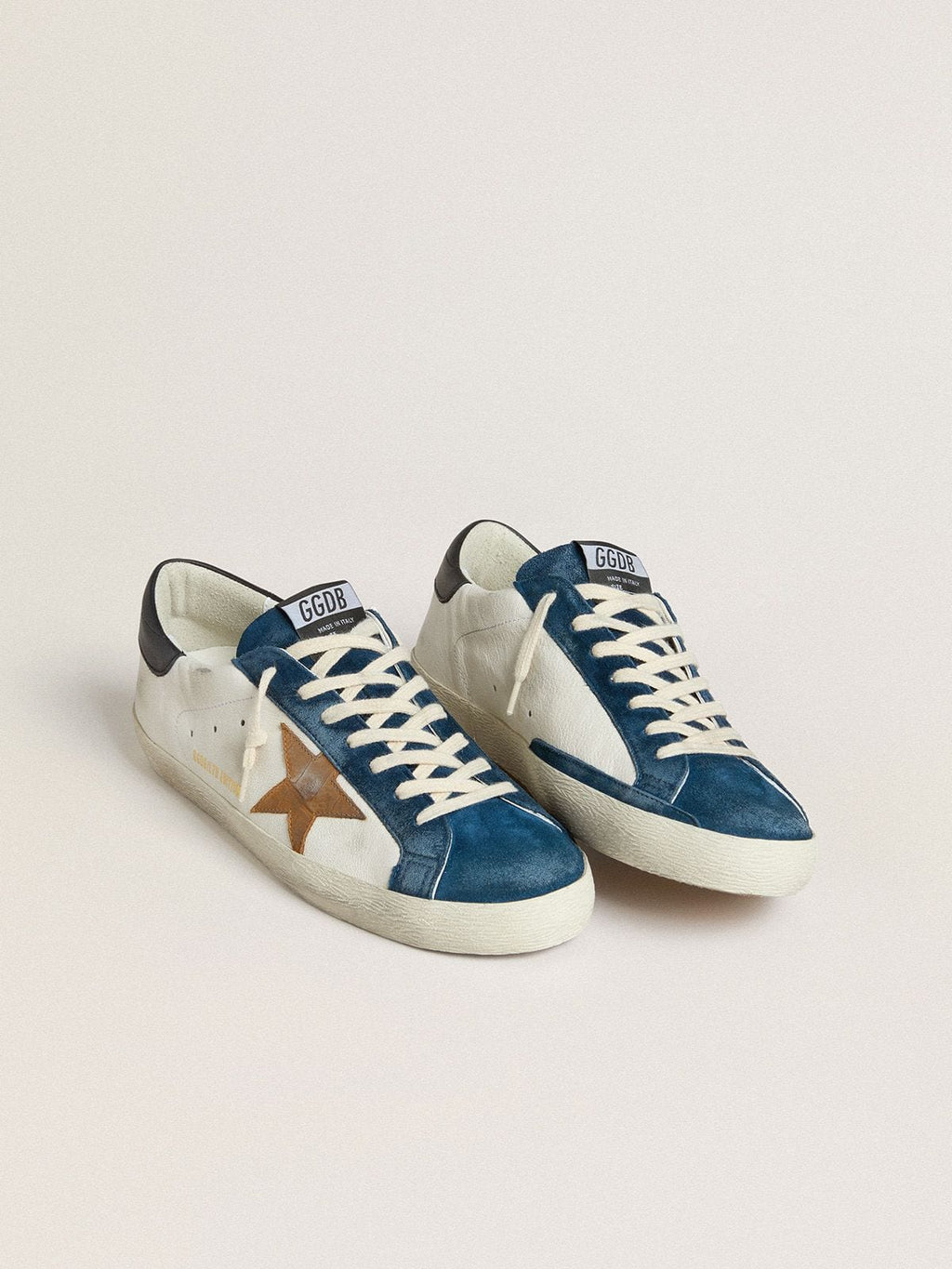 Men's Super-Star LTD with tobacco-colored croc-print leather star and black leather heel tab