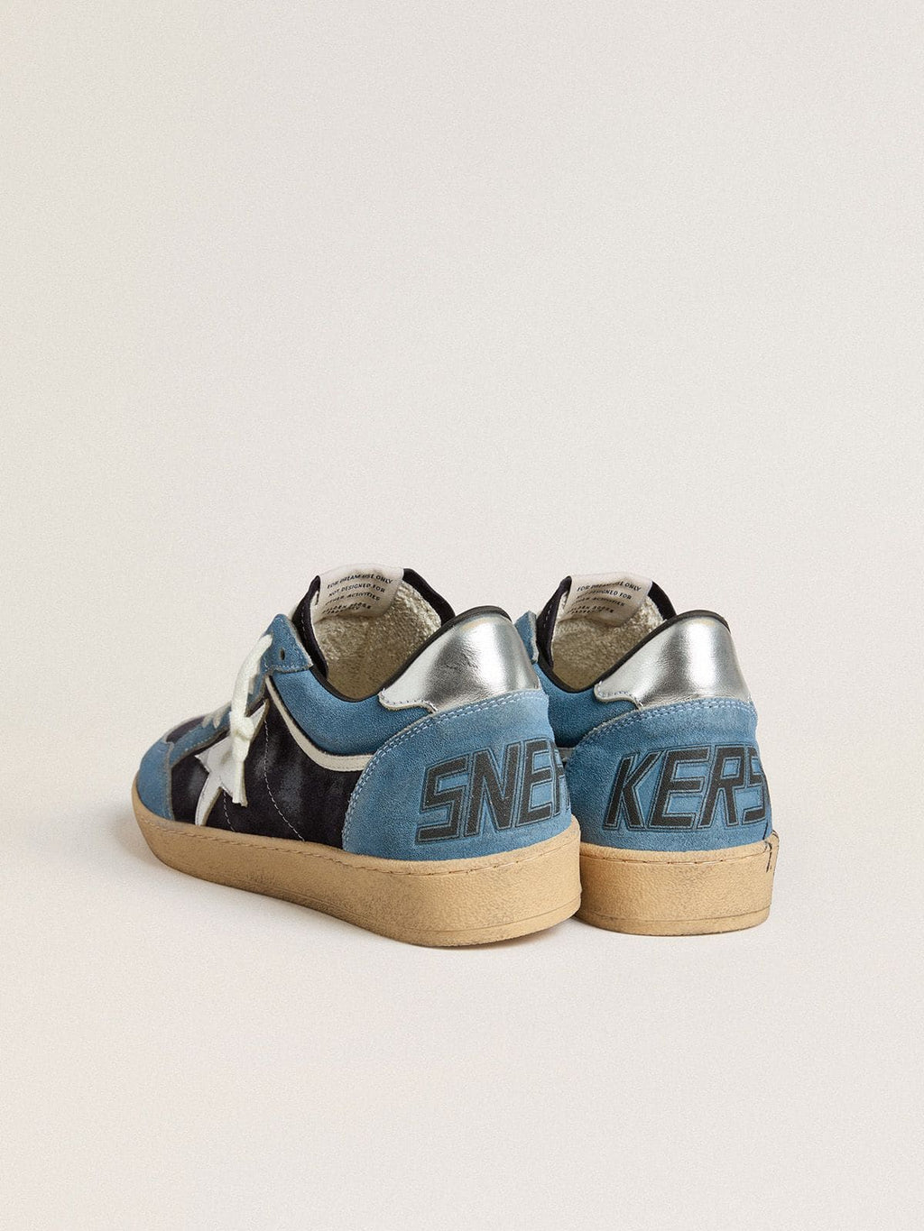 Men's Ball Star in blue suede with silver leather star and heel tab