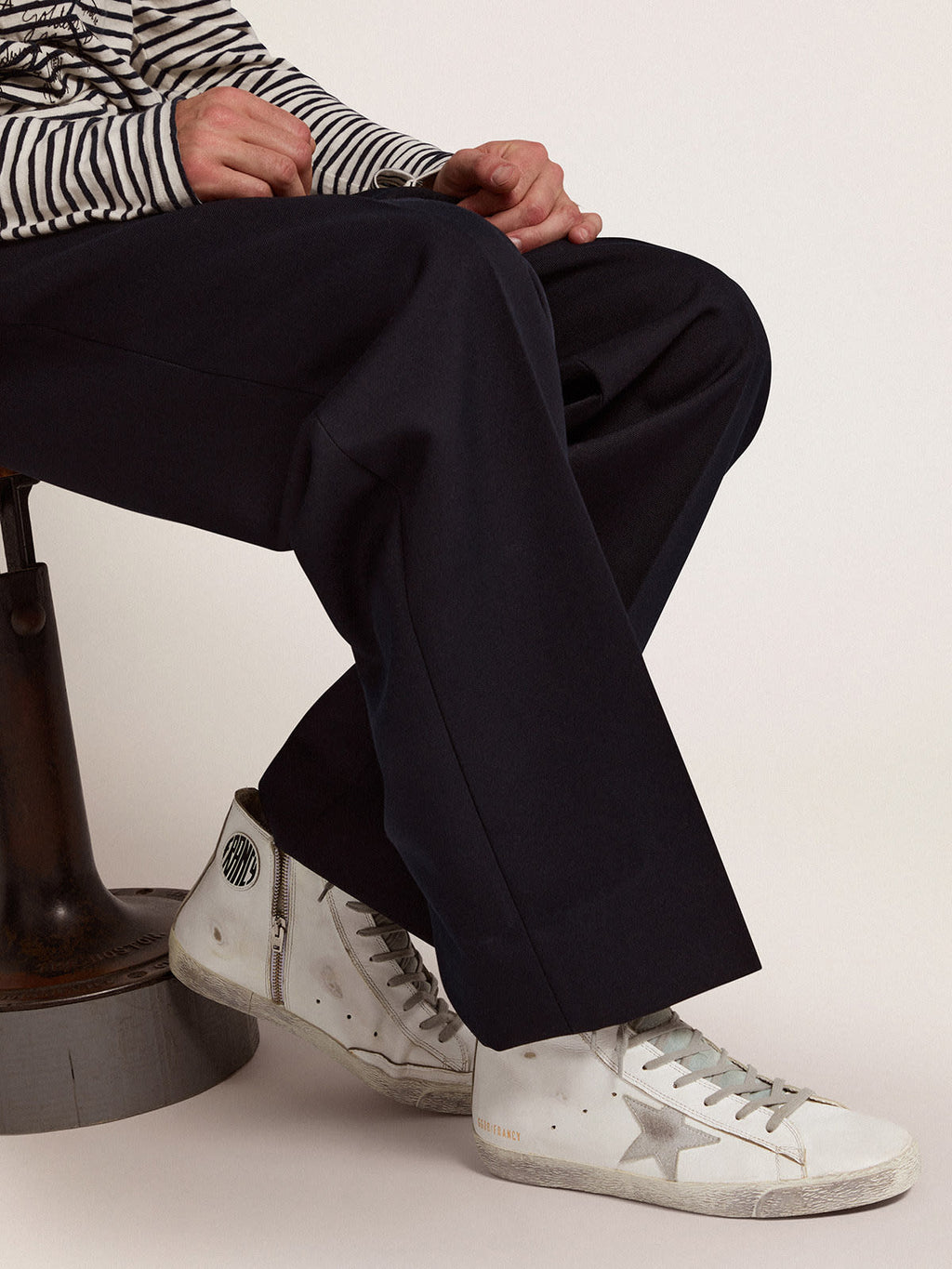 Sneakers Francy in pelle con stella in camoscio argentato