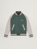 Bomber Eric verde militare e bianco Collezione Journey dall'effetto lived-in con ricamo a contrasto sul retro