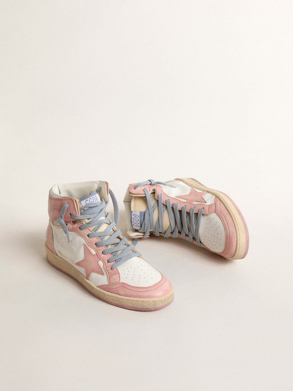 Sky-Star in nappa bianca con stella e inserti in pelle rosa