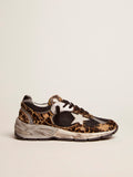 Sneaker Dad-Star in cavallino leopardato e stella in pelle bianca