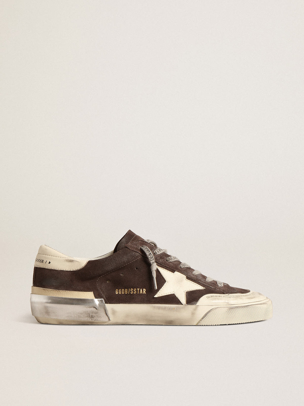 Super-Star in suede grigio con stella e talloncino in nappa écru