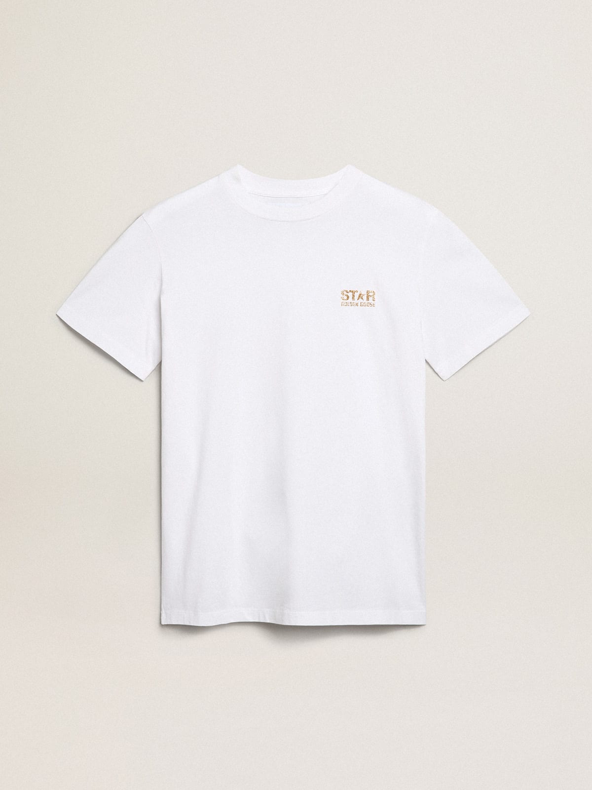 T-shirt bianca Collezion Star con logo e stella in glitter dorati