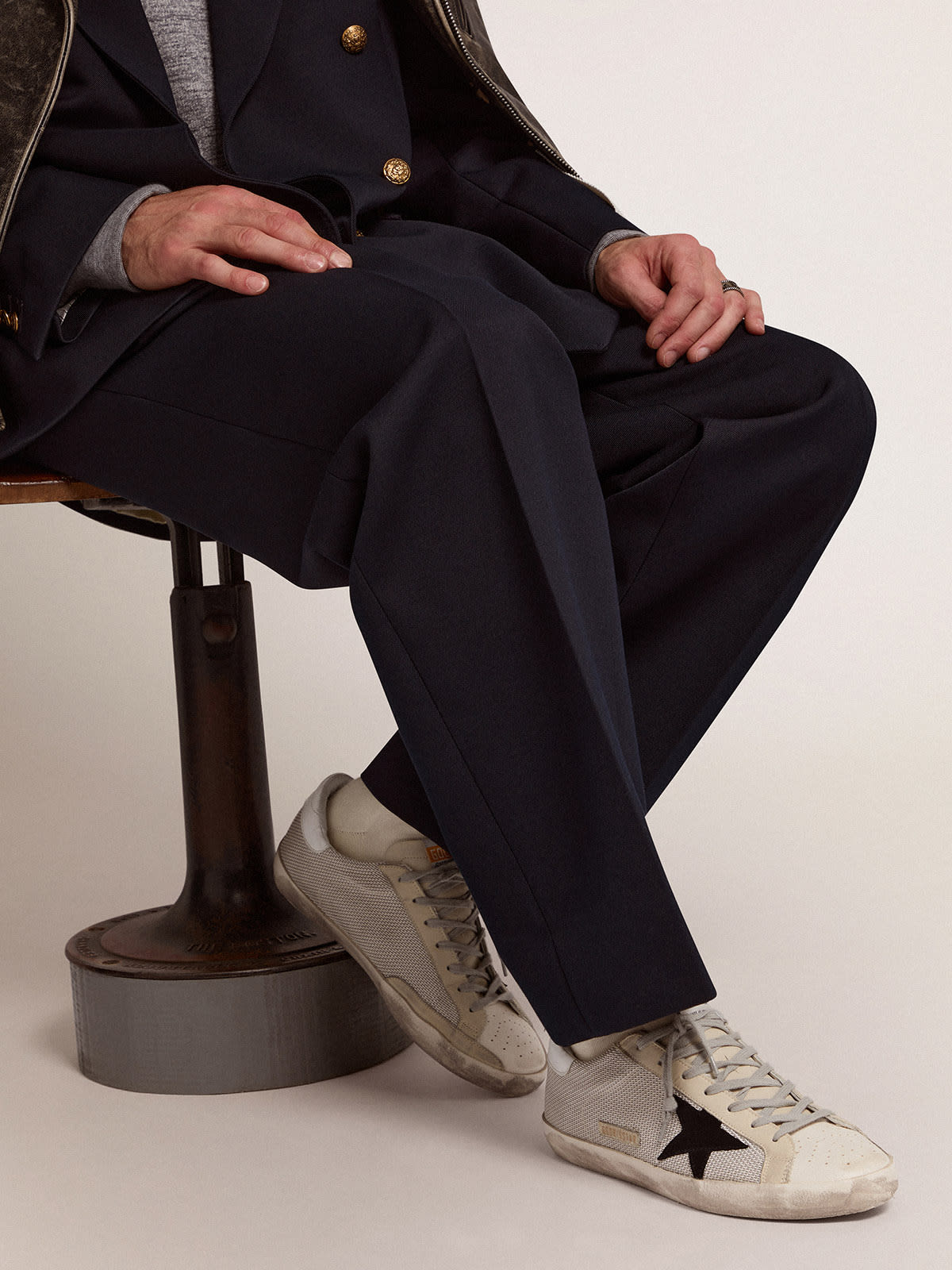 Sneakers Super-Star uomo in pelle con inserto in mesh