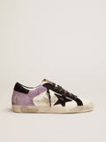 Sneaker Super-Star in cavallino bianco e lilla con inserti in cavallino nero