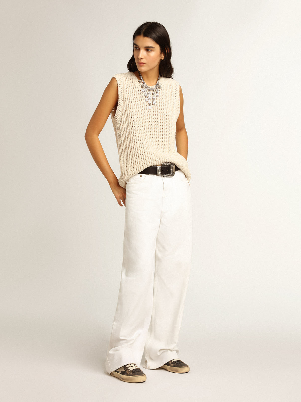 Mid Star in glitter neri con stella e talloncino in suede tortora