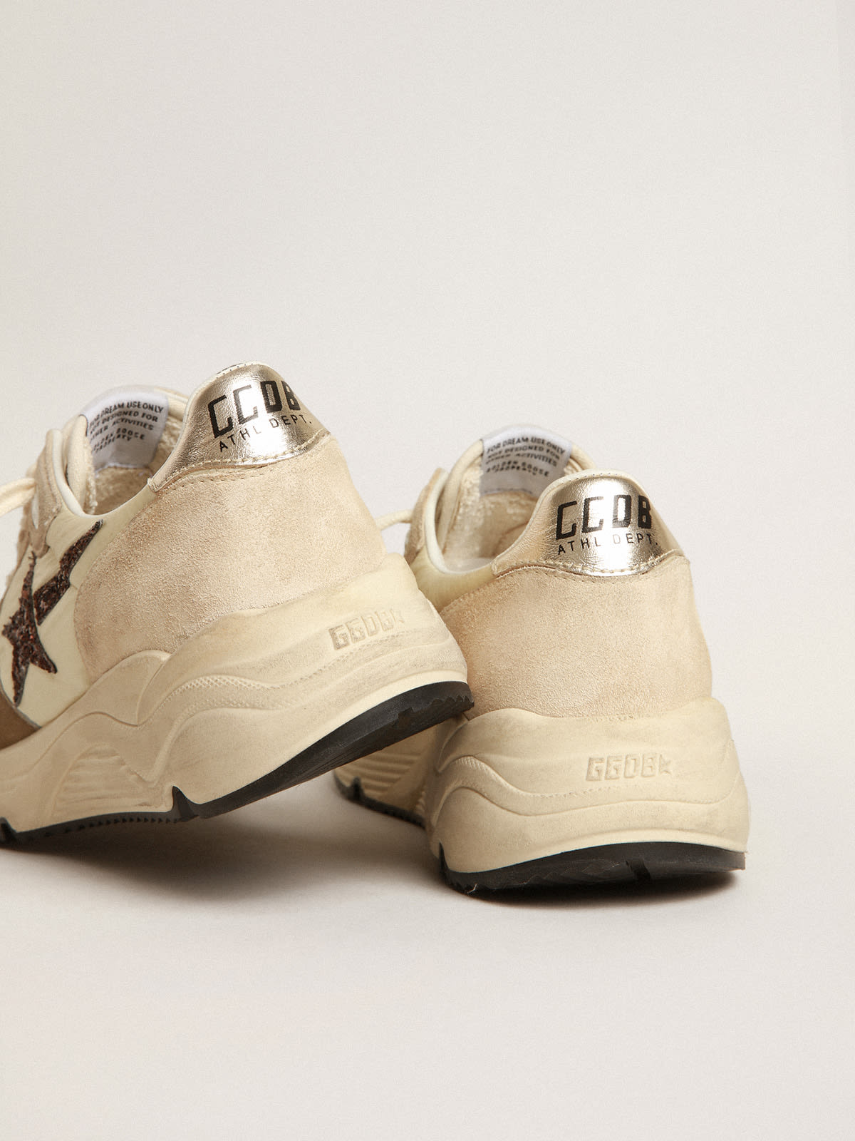 Running Sole LTD in nylon e suede crema con stella in glitter