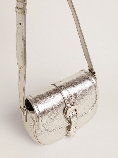 Borsa Rodeo Bag small in pelle laminata color argento