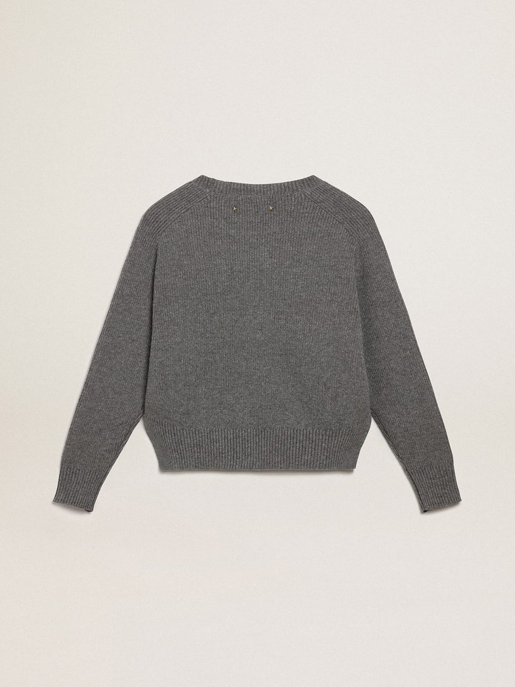 Maglioncino girocollo Collezione Journey color grigio mélange con scritta in glitter