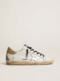Sneakers Super-Star bianche in pelle con talloncino glitter