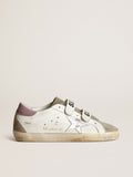 Sneaker Old School con stella in pelle laminata color argento e inserti in suede color tortora