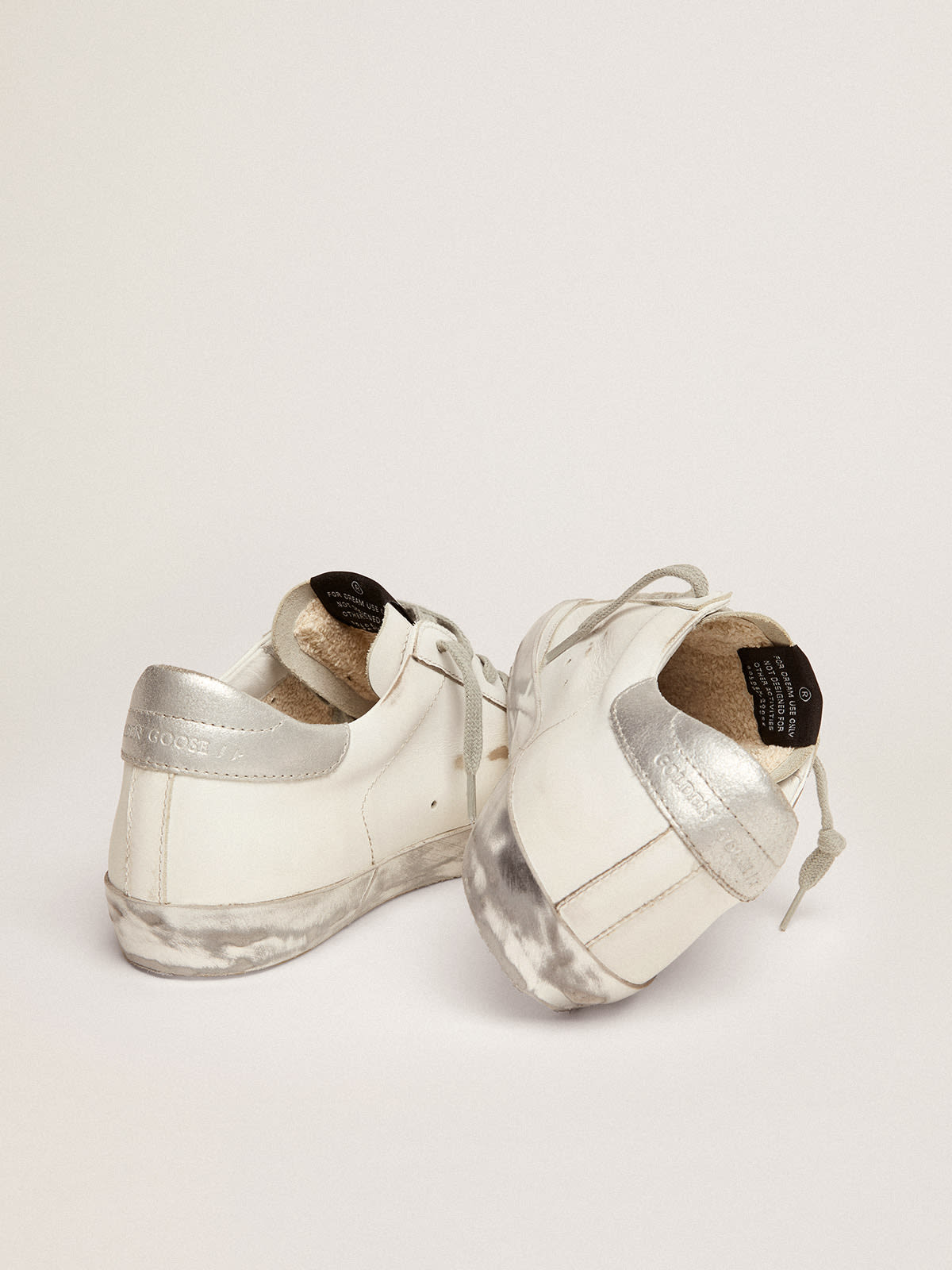Sneakers Super-Star con foxing sparkle argento e metal studs lettering