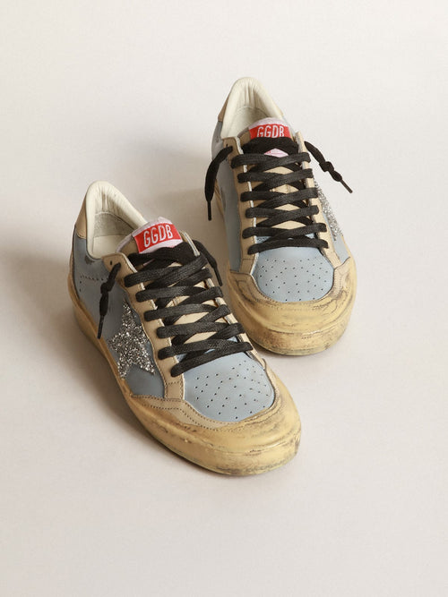 Ball Star LAB donna in pelle azzurra fumé con stella in Swarovski